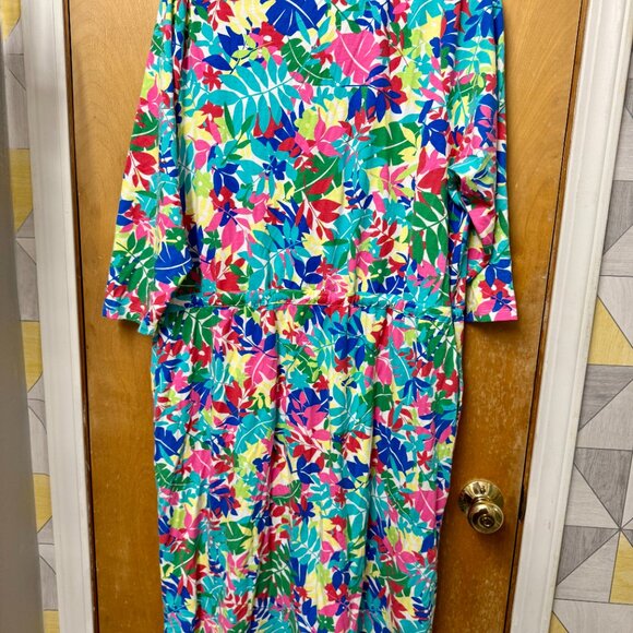 Land's End 1x Casual Midi Dress in Tropical Print - Picture 3 of 3